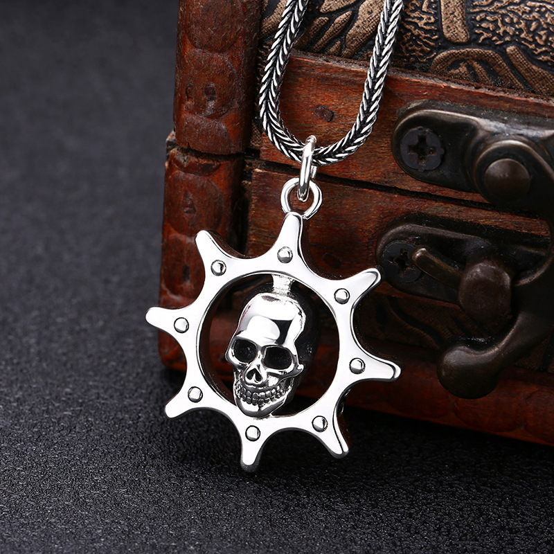 Skull Pendant Necklaces 925 Sterling Silver Vintage Gothic Punk Hiphop Antique Designer Luxury Jewelry Accessories