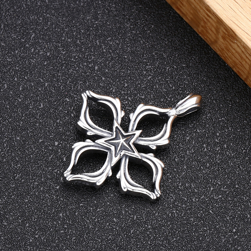 Five Pointed Star Pendant Necklaces 925 Sterling Silver Vintage Gothic Punk Hiphop Antique Designer Luxury Jewelry Accessories