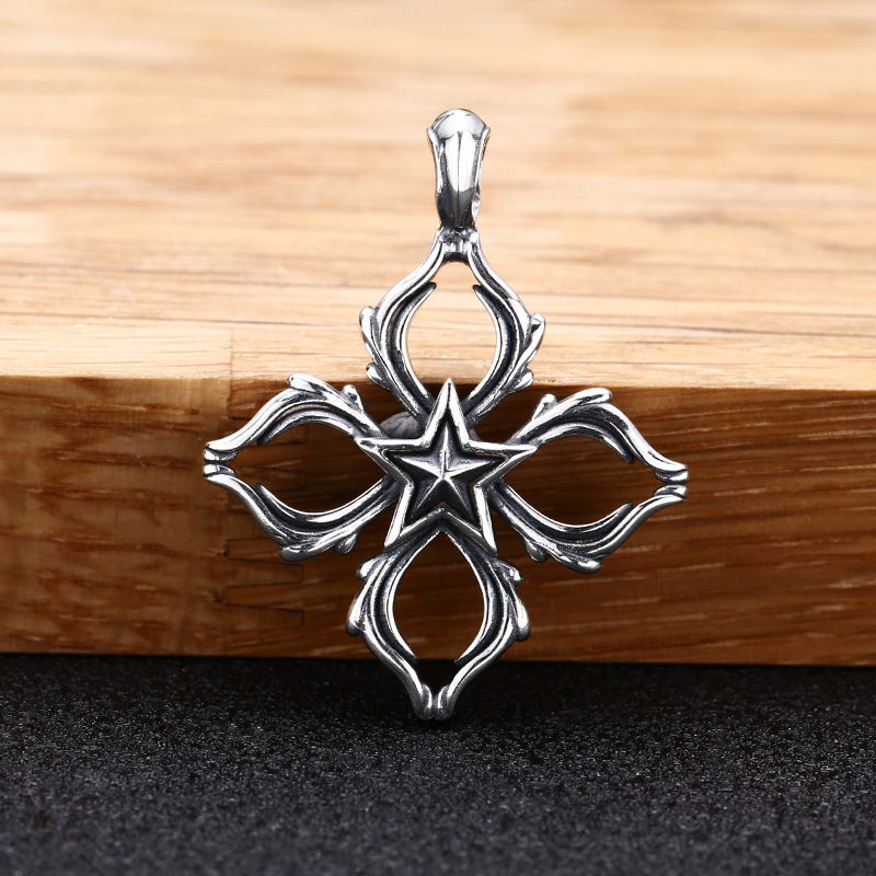 Five Pointed Star Pendant Necklaces 925 Sterling Silver Vintage Gothic Punk Hiphop Antique Designer Luxury Jewelry Accessories