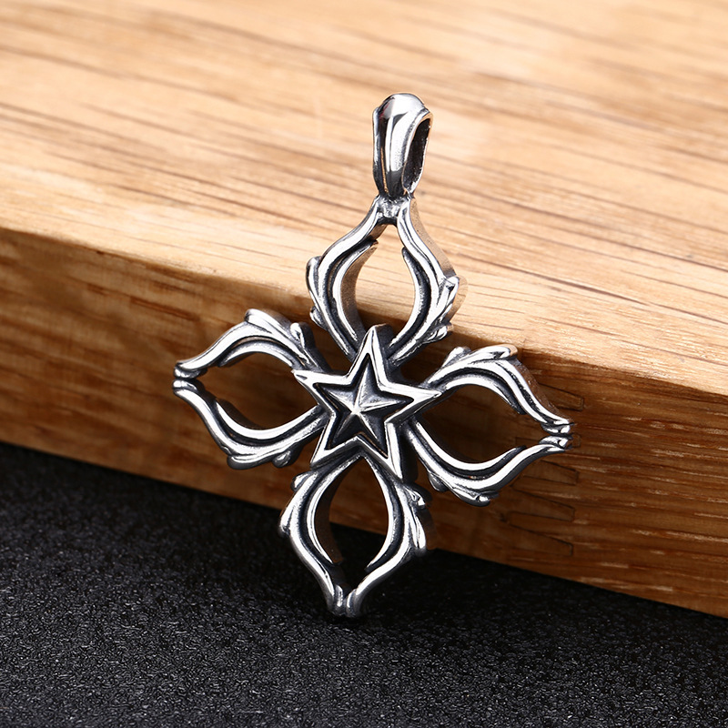 Five Pointed Star Pendant Necklaces 925 Sterling Silver Vintage Gothic Punk Hiphop Antique Designer Luxury Jewelry Accessories