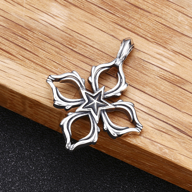 Five Pointed Star Pendant Necklaces 925 Sterling Silver Vintage Gothic Punk Hiphop Antique Designer Luxury Jewelry Accessories