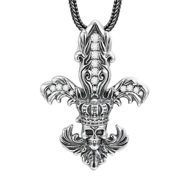 Skull Anchor Pendant Necklaces 925 Sterling Silver Vintage Gothic Punk Hiphop Antique Designer Luxury Jewelry Accessories