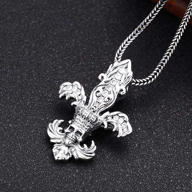 Skull Anchor Pendant Necklaces 925 Sterling Silver Vintage Gothic Punk Hiphop Antique Designer Luxury Jewelry Accessories