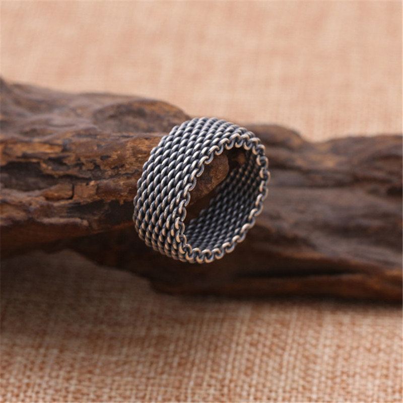 Mesh chain Band Rings 925 Sterling Silver Antique Vintage Handmade Designer Jewelry Accessories Gifts