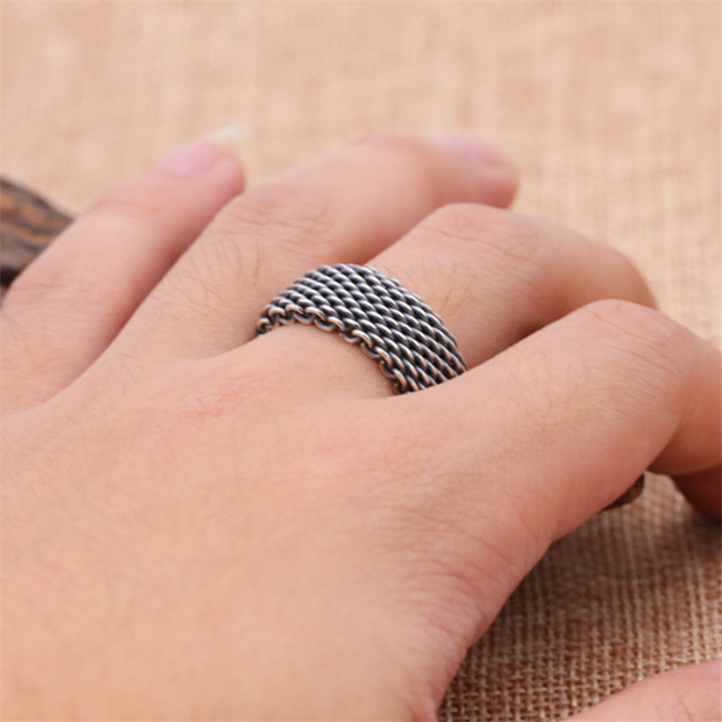 Mesh chain Band Rings 925 Sterling Silver Antique Vintage Handmade Designer Jewelry Accessories Gifts