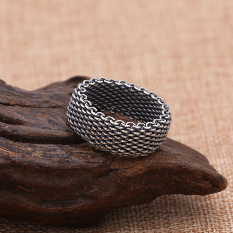 Mesh chain Band Rings 925 Sterling Silver Antique Vintage Handmade Designer Jewelry Accessories Gifts