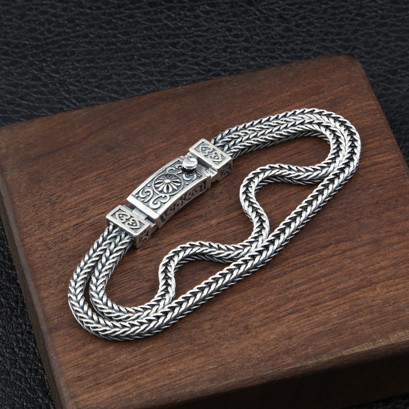 Link Chain Bracelets 925 Sterling Silver Cross Scroll Antique Vintage Handmade Chains Fine Jewelry Accessories Gifts For Men Women