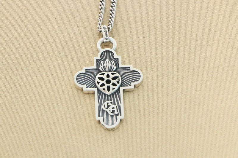 Flower Cross Pendant 925 Sterling Silver Jewelry