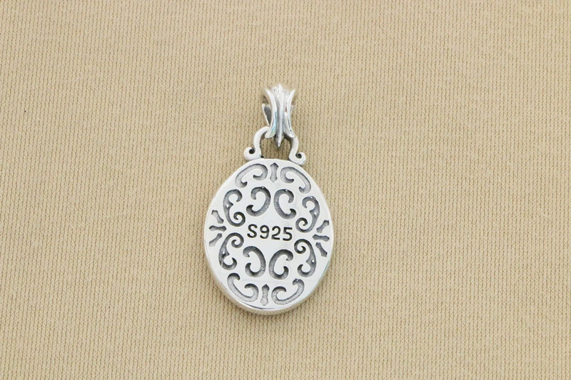 Oval Cross Badge Pendant 925 Sterling Silver Jewelry