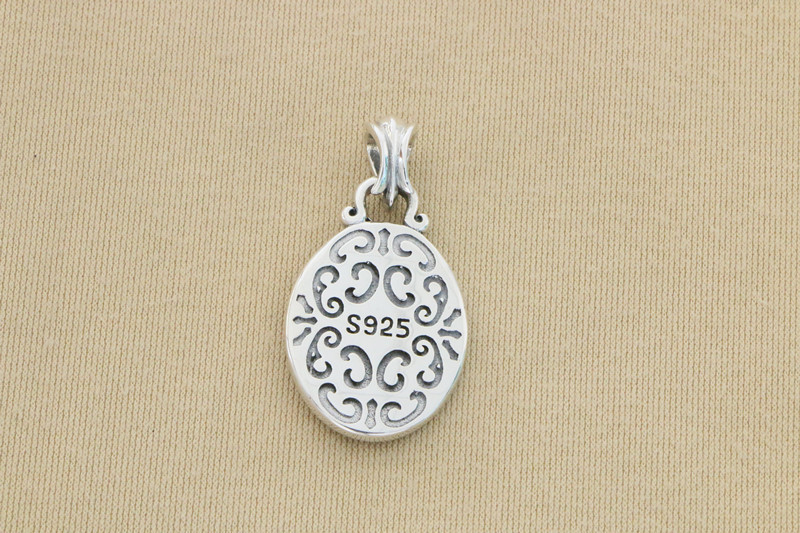 Oval Cross Badge Pendant 925 Sterling Silver Jewelry