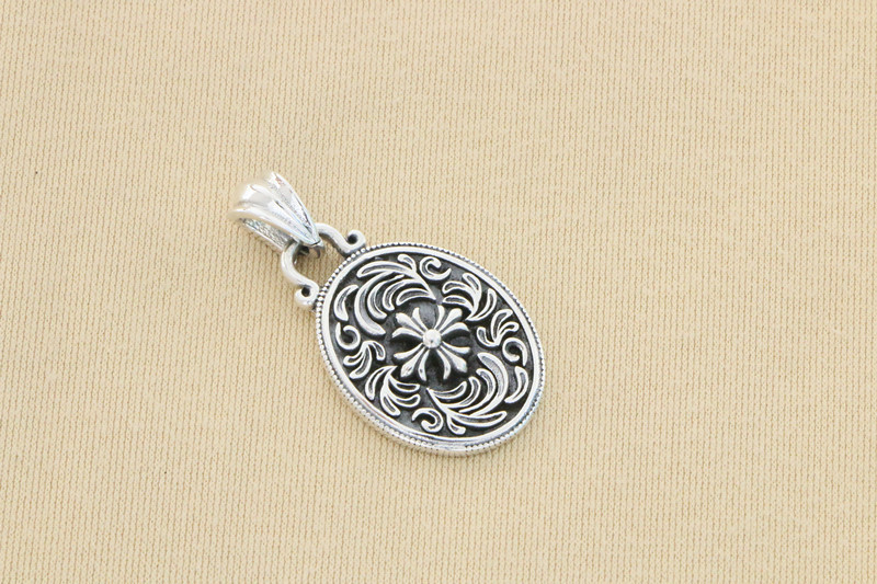 Oval Cross Badge Pendant 925 Sterling Silver Jewelry