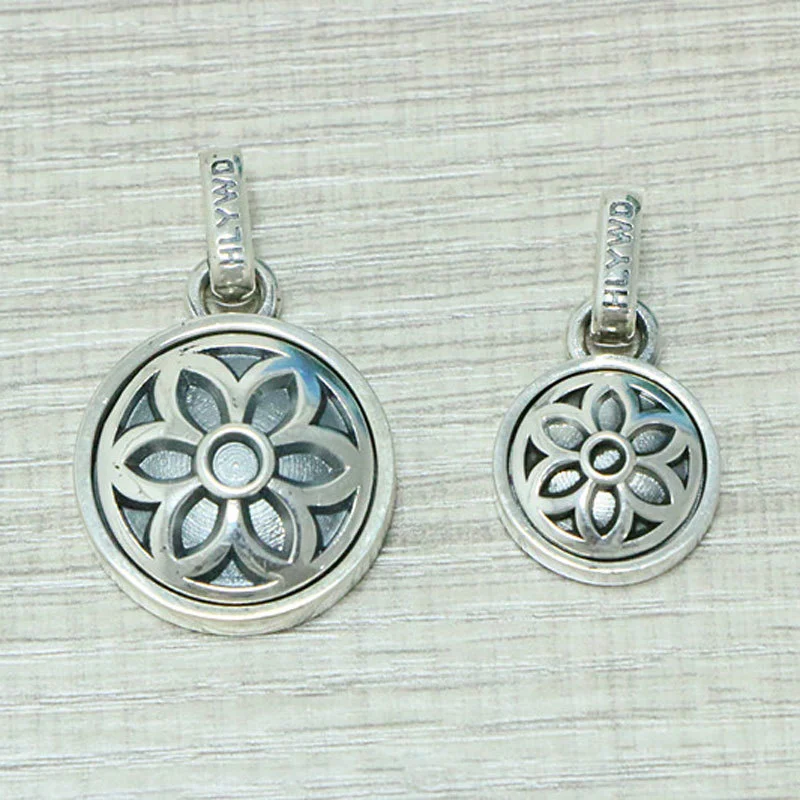 Flower Round Pendant 925 Sterling Silver Jewelry
