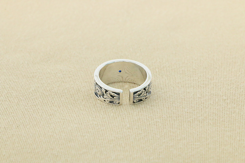 Flowers and grass Adjustable Ring 925 Sterling Silver Jewelry