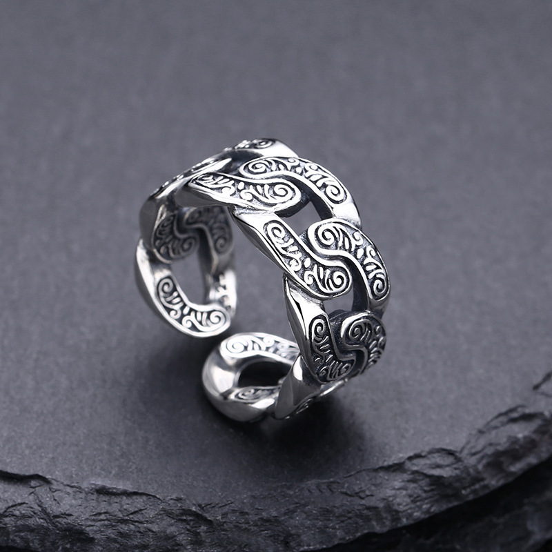 Scroll Links Adjustable Ring 925 Sterling Silver Jewelry