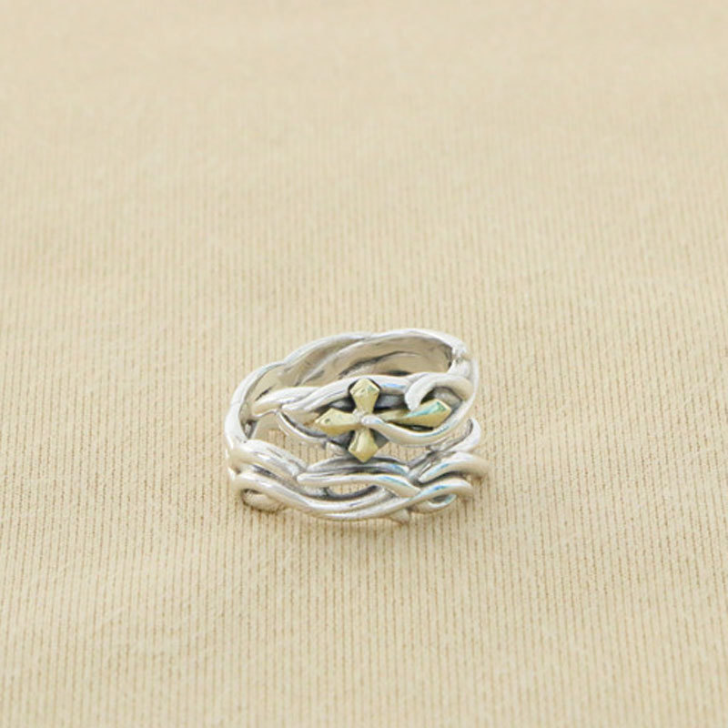 Interlacing Branches Cross Adjustable Ring 925 Sterling Silver Jewelry