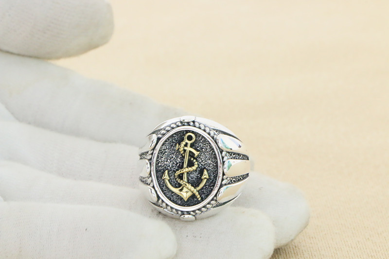 Anchor Adjustable Ring 925 Sterling Silver Jewelry