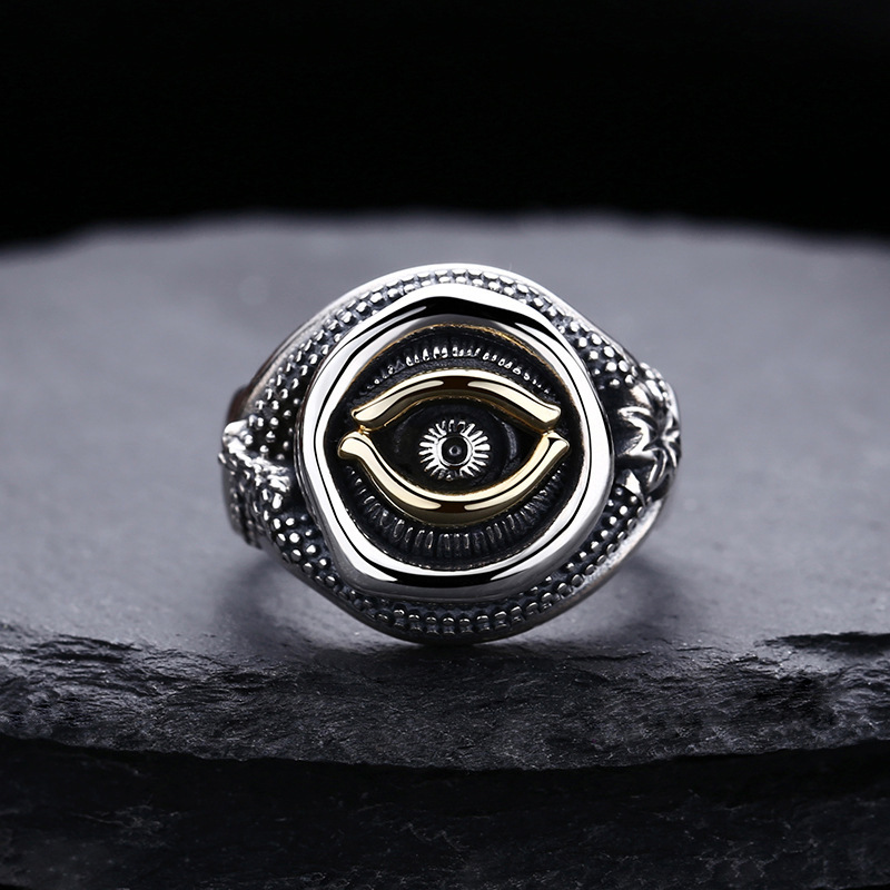 Eye of God Adjustable Ring 925 Sterling Silver Jewelry