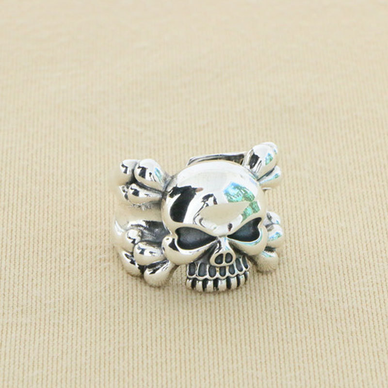 Skull Adjustable Ring 925 Sterling Silver Jewelry