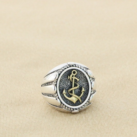 Anchor Adjustable Ring 925 Sterling Silver Jewelry