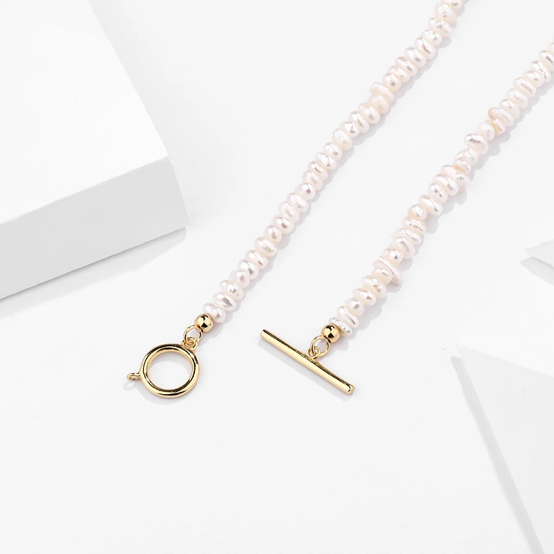 Irregular Pearls Beaded Necklace With Alphabet Pendant 925 Sterling silver Jewelry