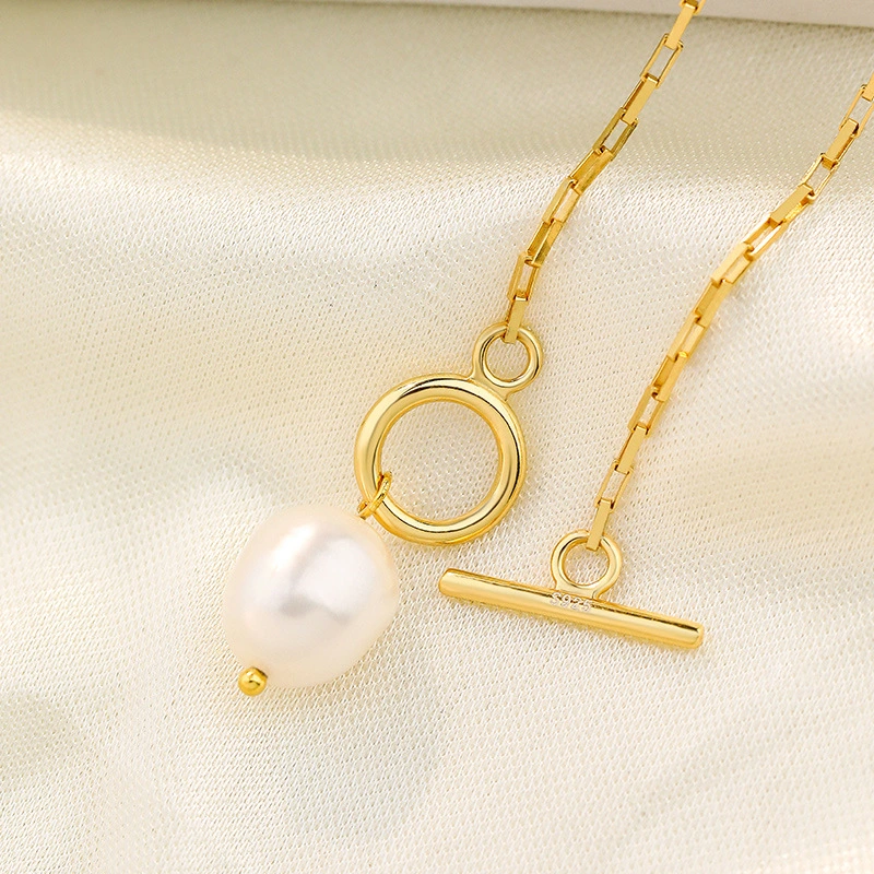 Irregular Pearl Pendant Necklace 925 Sterling silver Jewelry