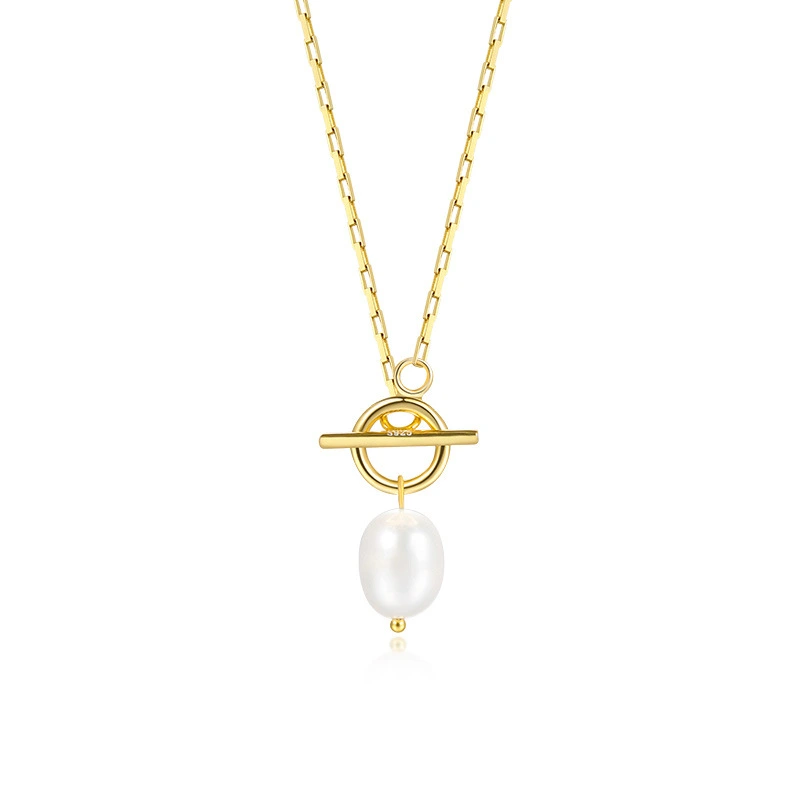 Irregular Pearl Pendant Necklace 925 Sterling silver Jewelry