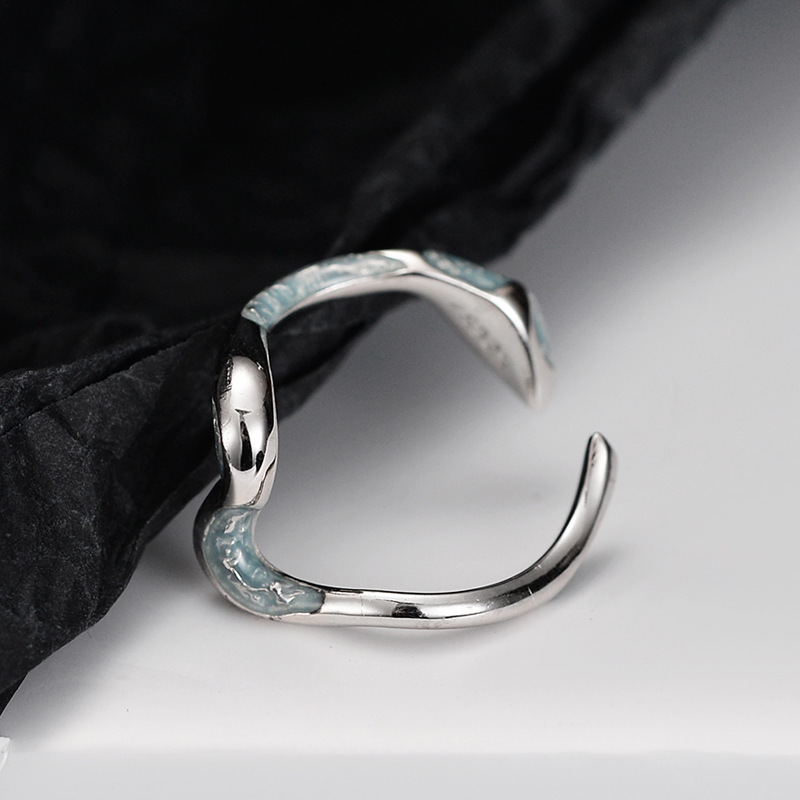 Snake Adjustable Ring 925 Sterling Silver Jewelry With Enamel