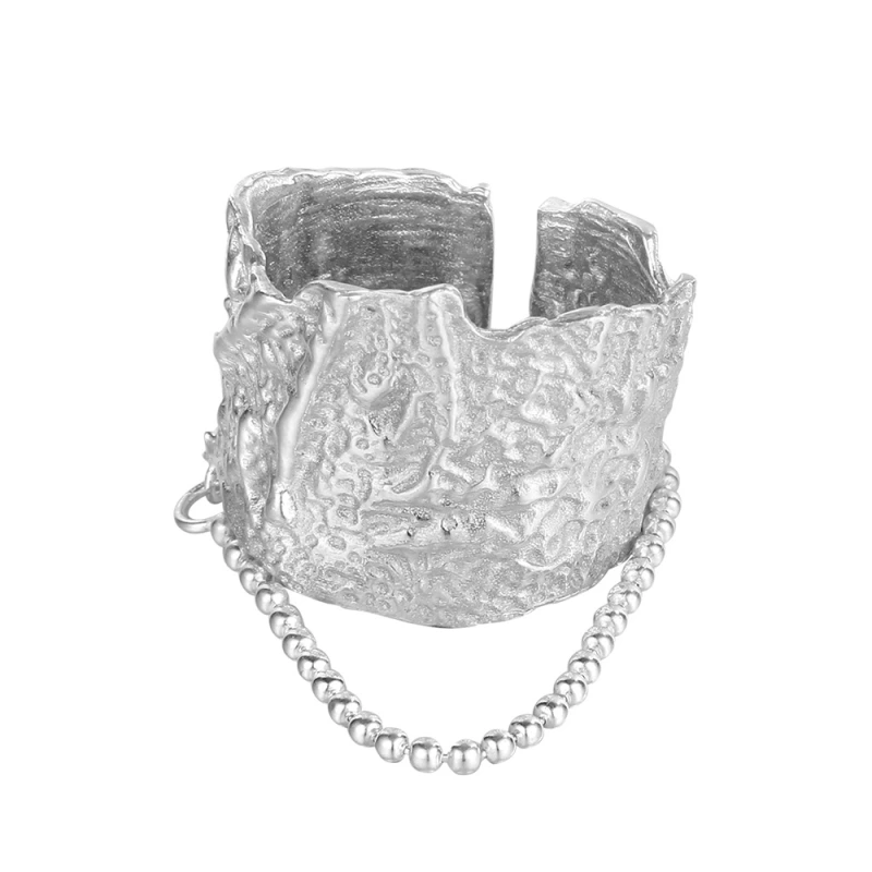 Irregular Texture Adjustable Ring 925 Sterling Silver Jewelry