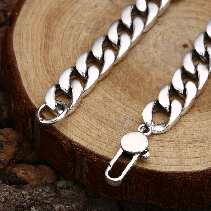 Thick Link Chain Bracelet for Men Bold Elegance 925 Sterling Silver Vintage Style Jewelry