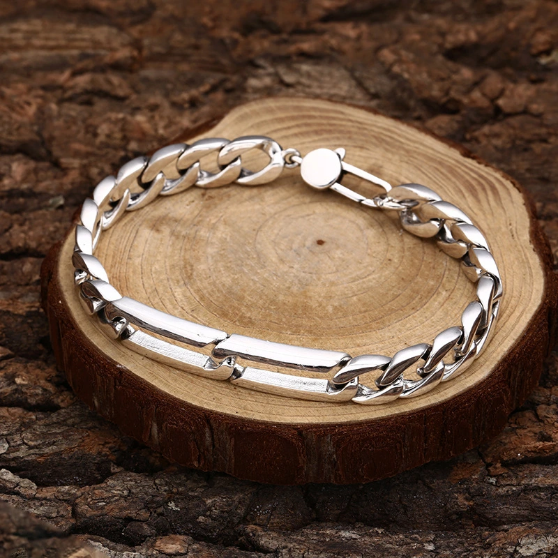 Thick Link Chain Bracelet for Men Bold Elegance 925 Sterling Silver Vintage Style Jewelry