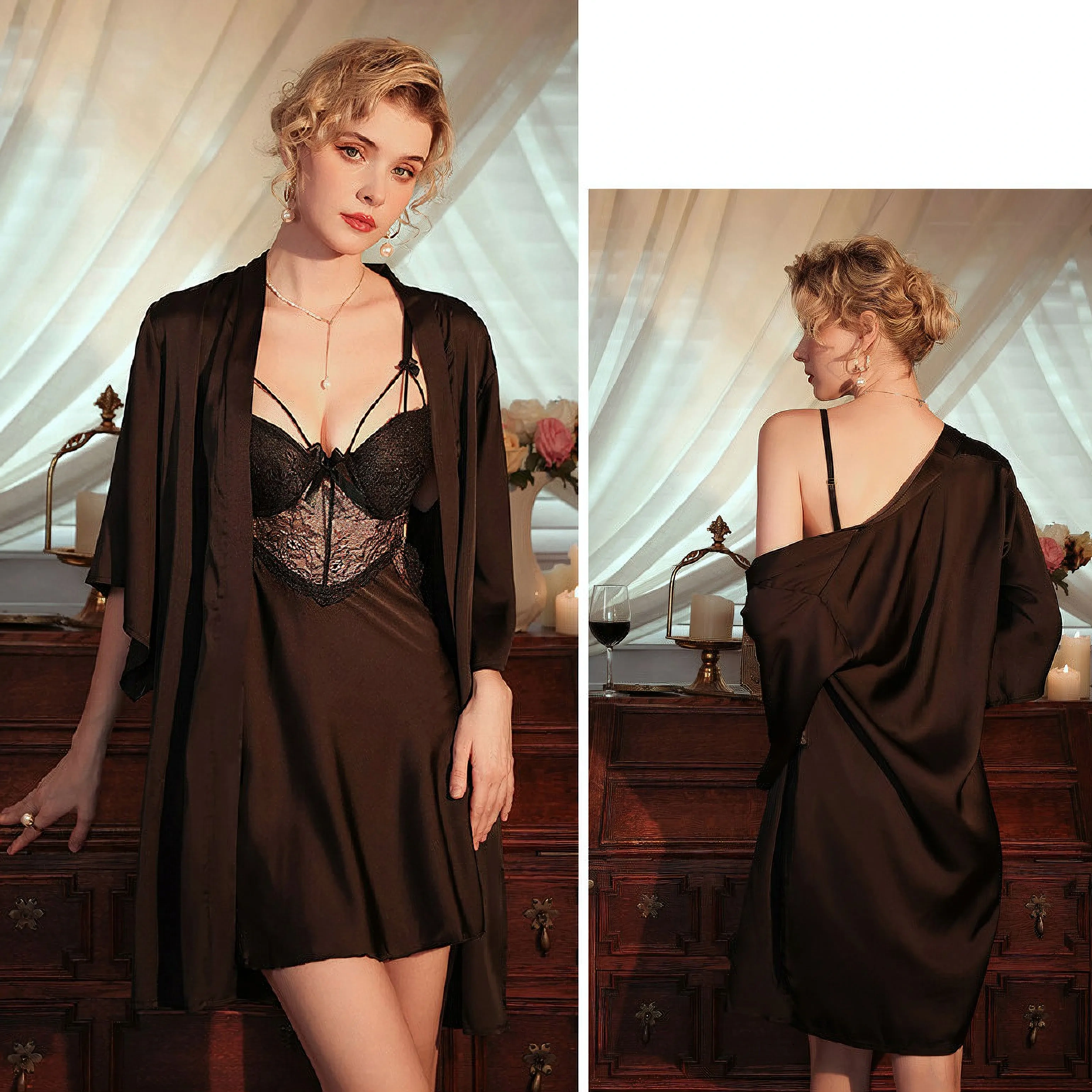 Sexy push-up lace nightdress