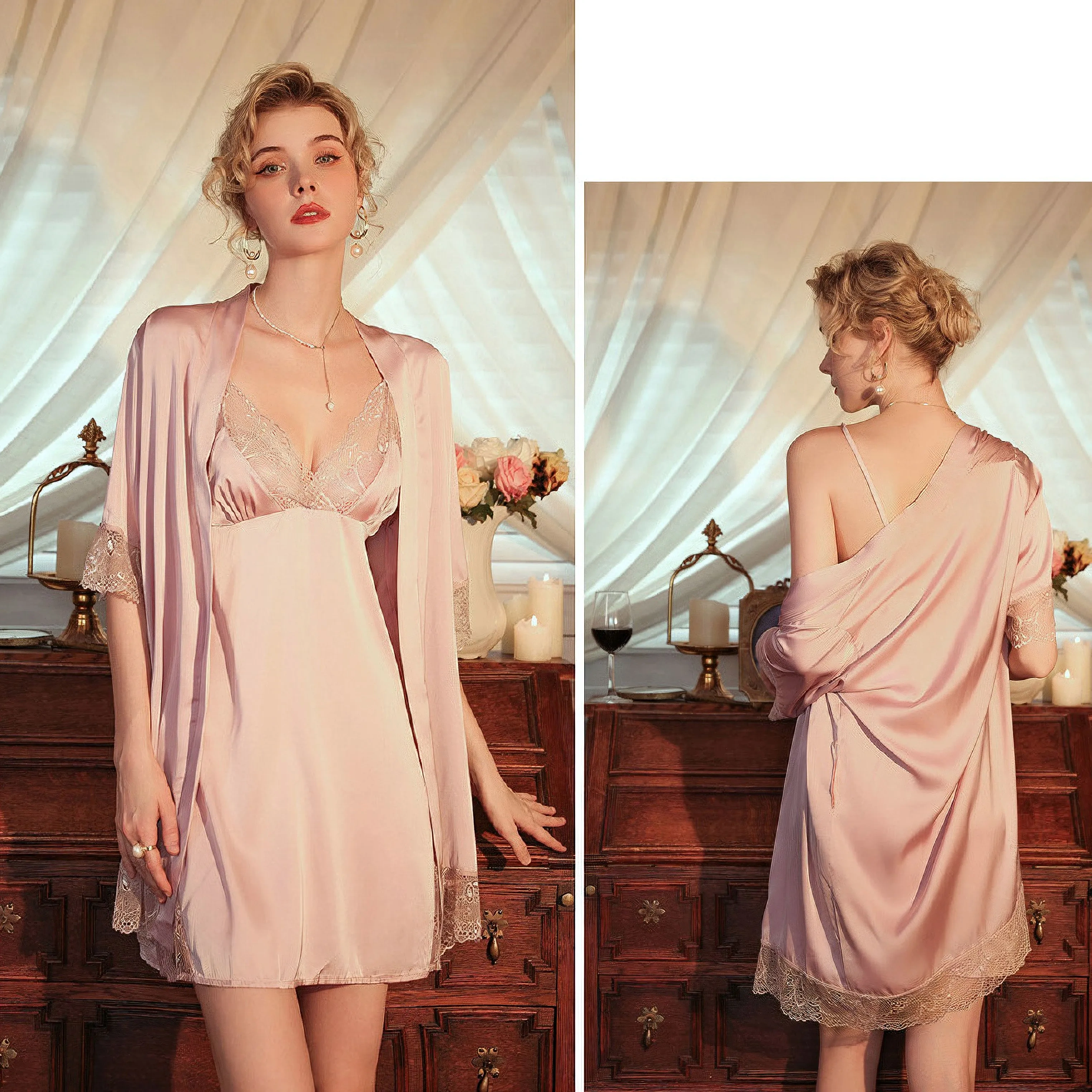 Anti-convex suspender dress & Robe