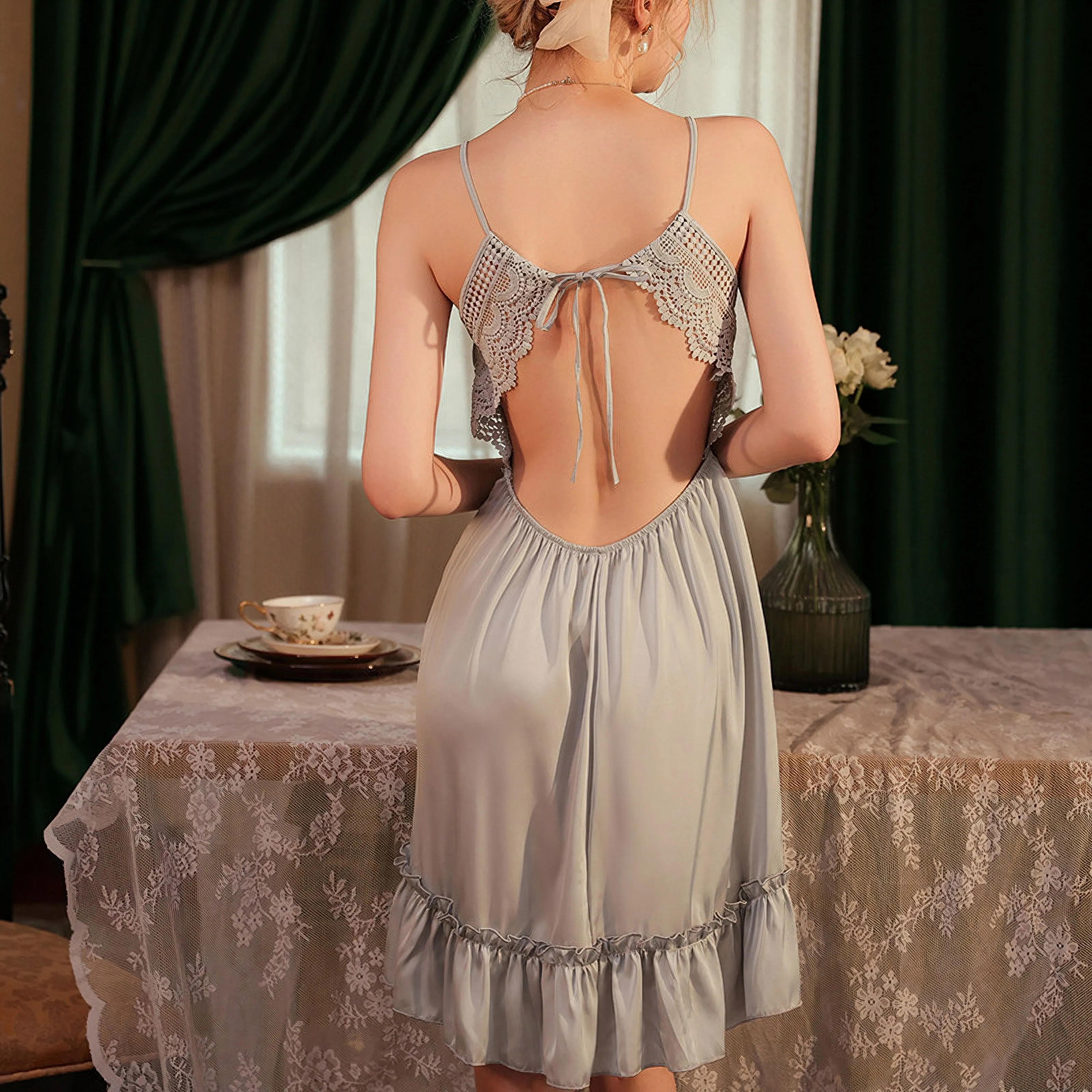 Pure desire style suspender nightdress & Robe suit