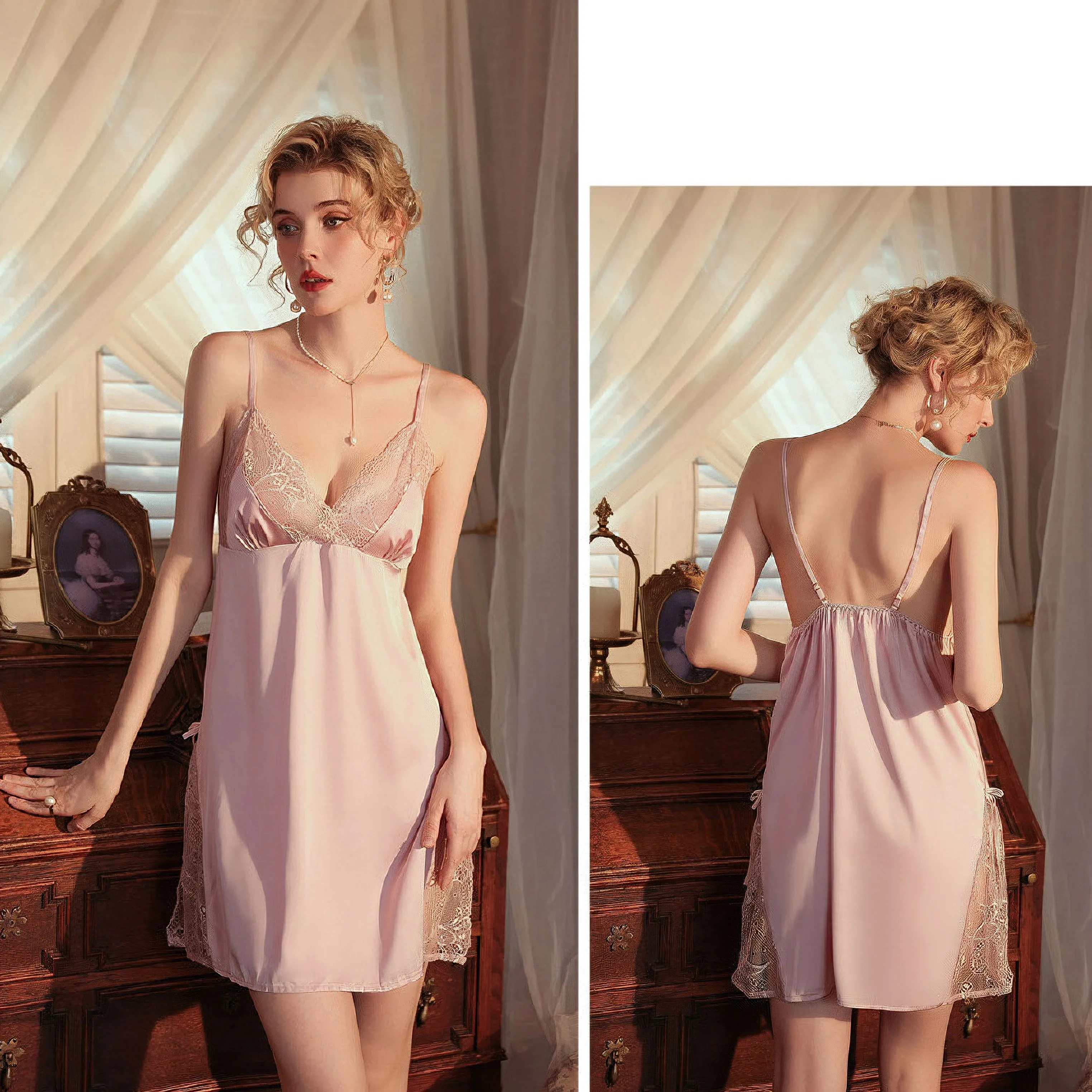 Anti-convex suspender dress & Robe