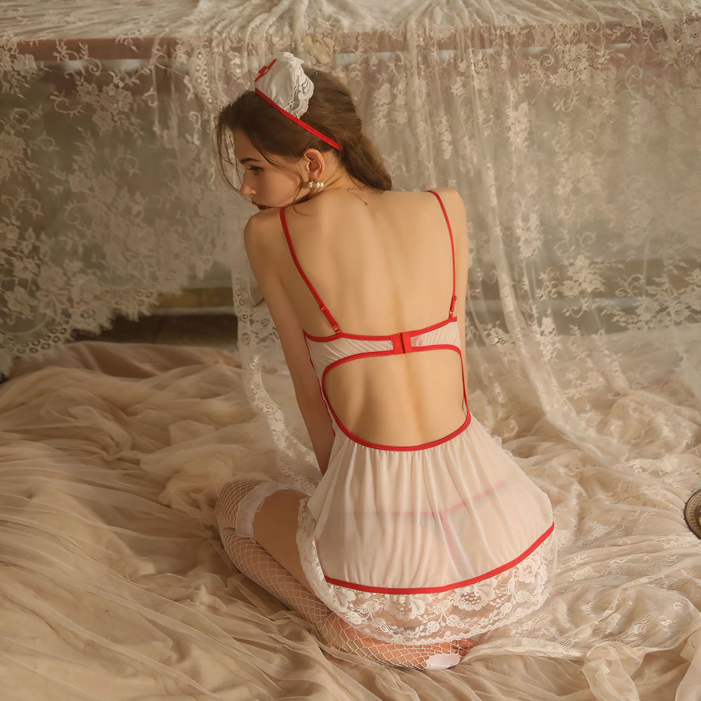Lace Perspective Temptation with Chest Pad Nurse Costume