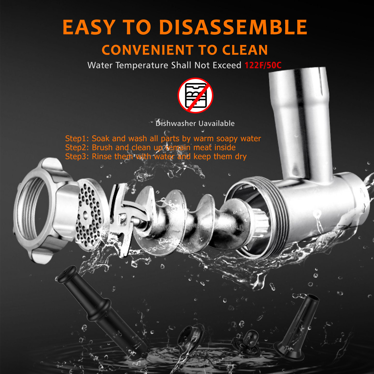 Electric Meat Grinder,Compact Size Meat Slicer & Sausage Stuffer with different size Grinding Plates, Sausage & Kubbe Kit for Home and Kitchen