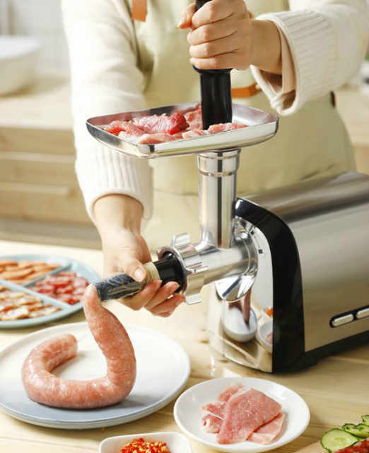 Electric Meat Grinders with Food Grinder,Sausage & Kubbe Maker,Concealed Storage Box,Durable Stainless Steel Housing