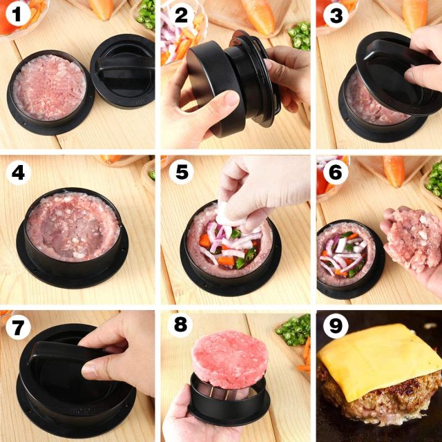 Burger Press Patty Maker to Make Stuffed Burger, Sliders Burger, Beef Burger, Hamburger Press Patty Maker Non Stick Meat and Easy to Clean