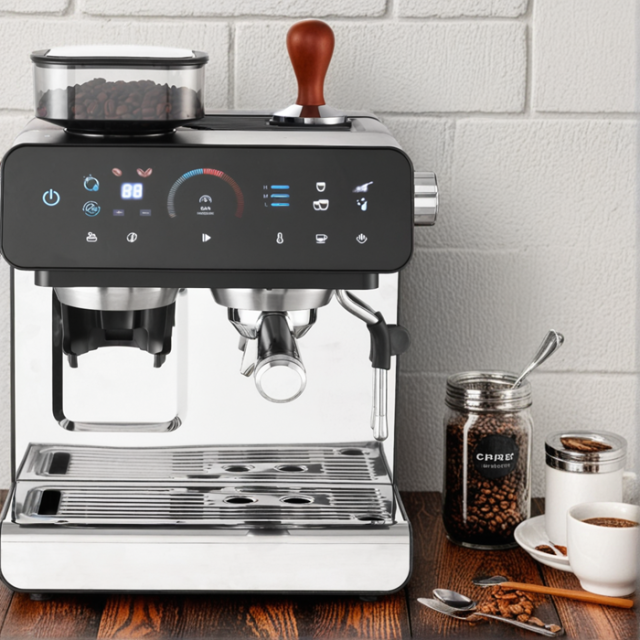 Semi-auto professional double boiler latte coffee machine innovative espresso maker with bean grinder