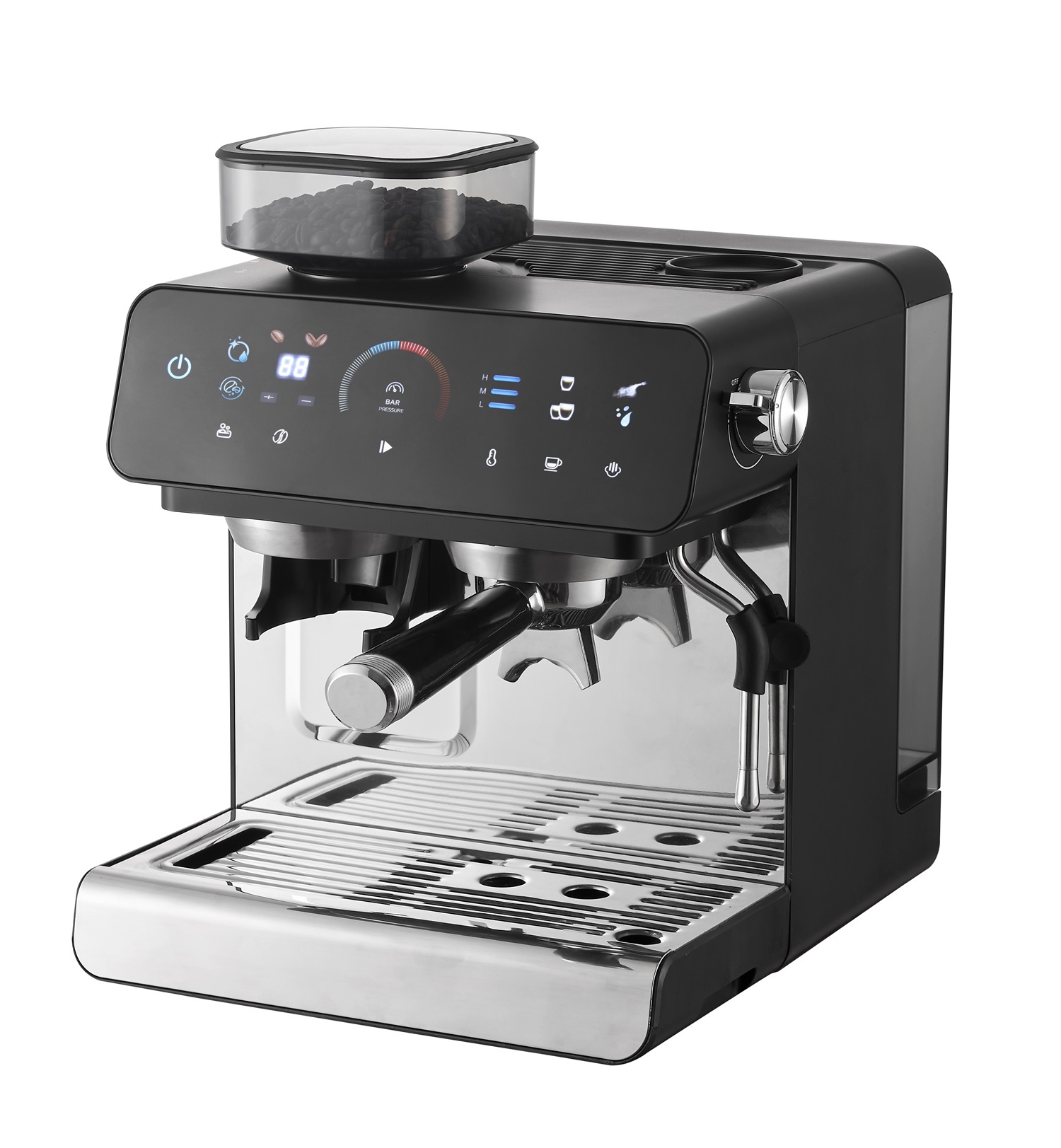 Semi-auto professional double boiler latte coffee machine innovative espresso maker with bean grinder