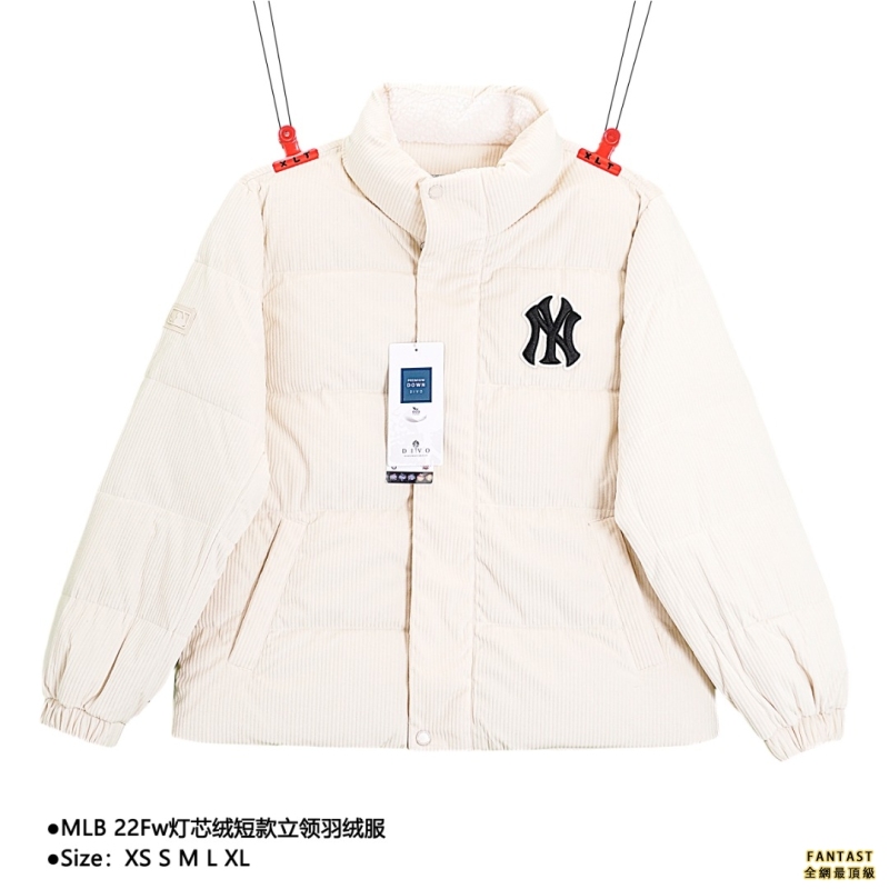 MLB 22Fw燈芯絨短款立領羽絨服