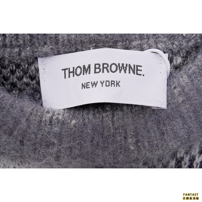 Thom Browne/湯姆布朗 TB 棋盤格馬海毛TB長袖圓領毛衣