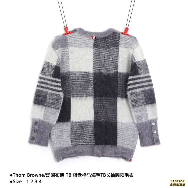 Thom Browne/湯姆布朗 TB 棋盤格馬海毛TB長袖圓領毛衣