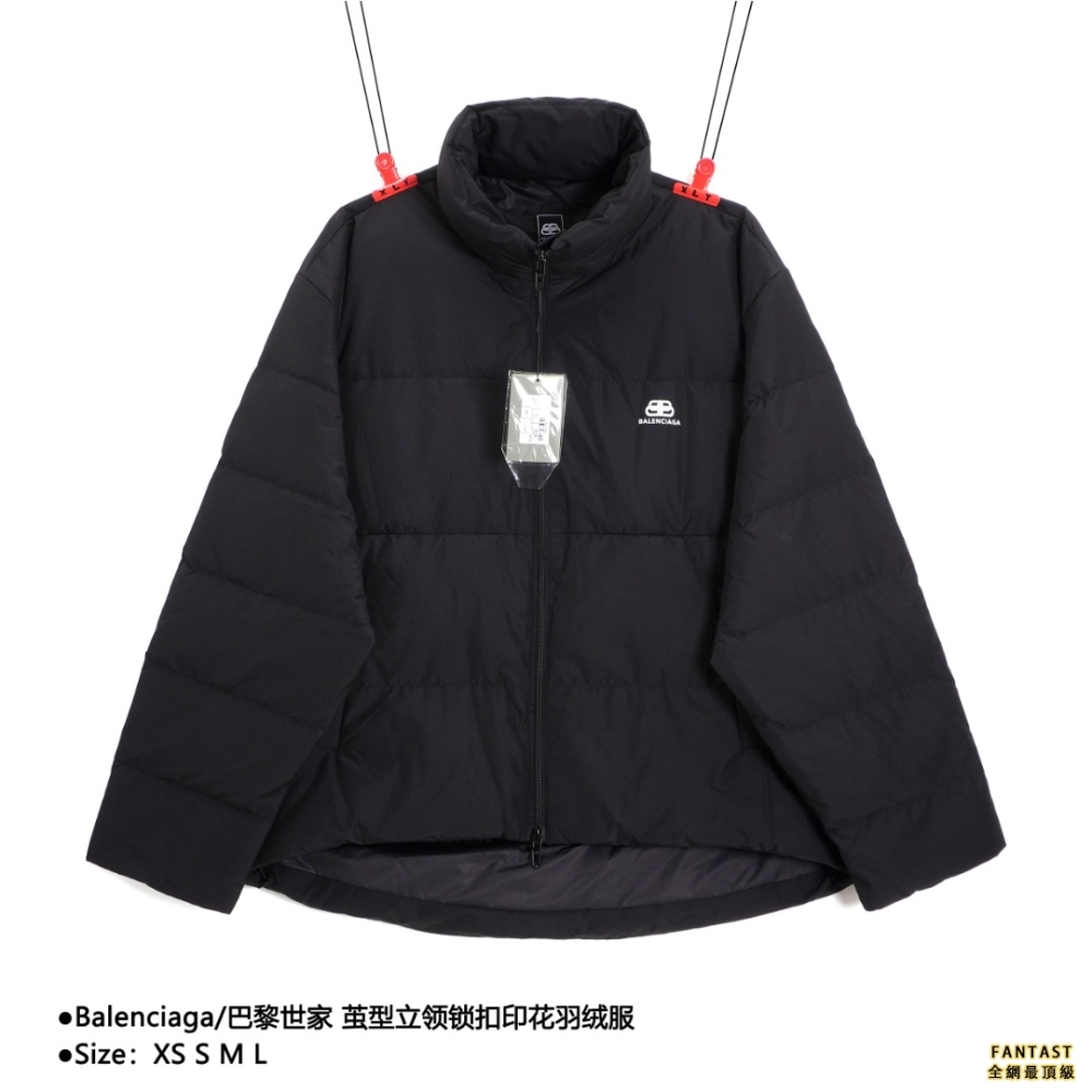 Balenciaga/巴黎世家 繭型立領鎖扣印花羽絨服
