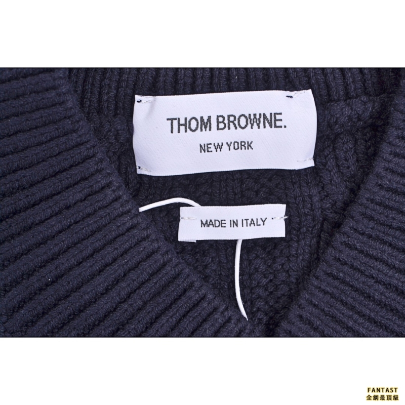 Thom Browne/汤姆布朗 TB 22FW绞花V领毛衣