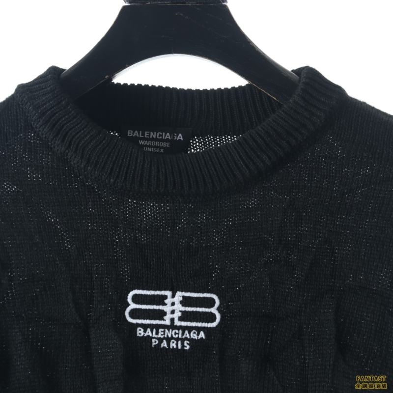 Balenciaga巴黎世家BLCG 22FW 褶皺鎖扣小標圓領毛衣