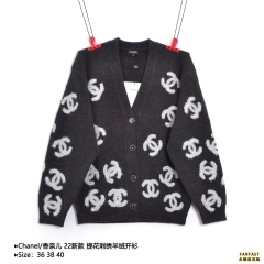 Chanel/香奈兒 22新款 提花刺繡羊絨開衫