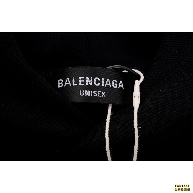 Balenciaga/巴黎世家 遮擋可樂波浪字母刺繡Logo連帽衛衣 