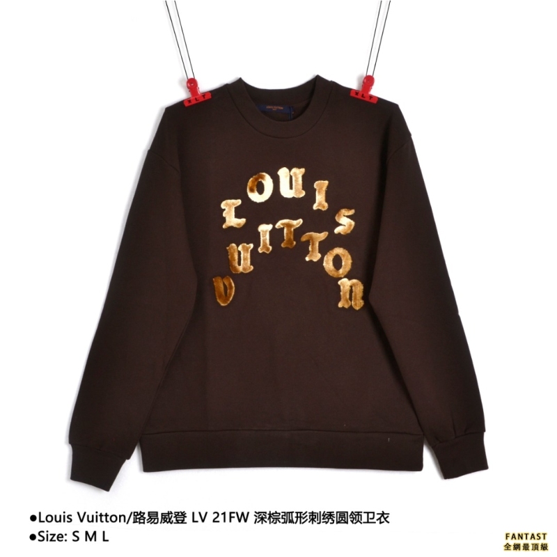 Louis Vuitton/路易威登 LV 21FW 深棕弧形刺繡圓領衛衣