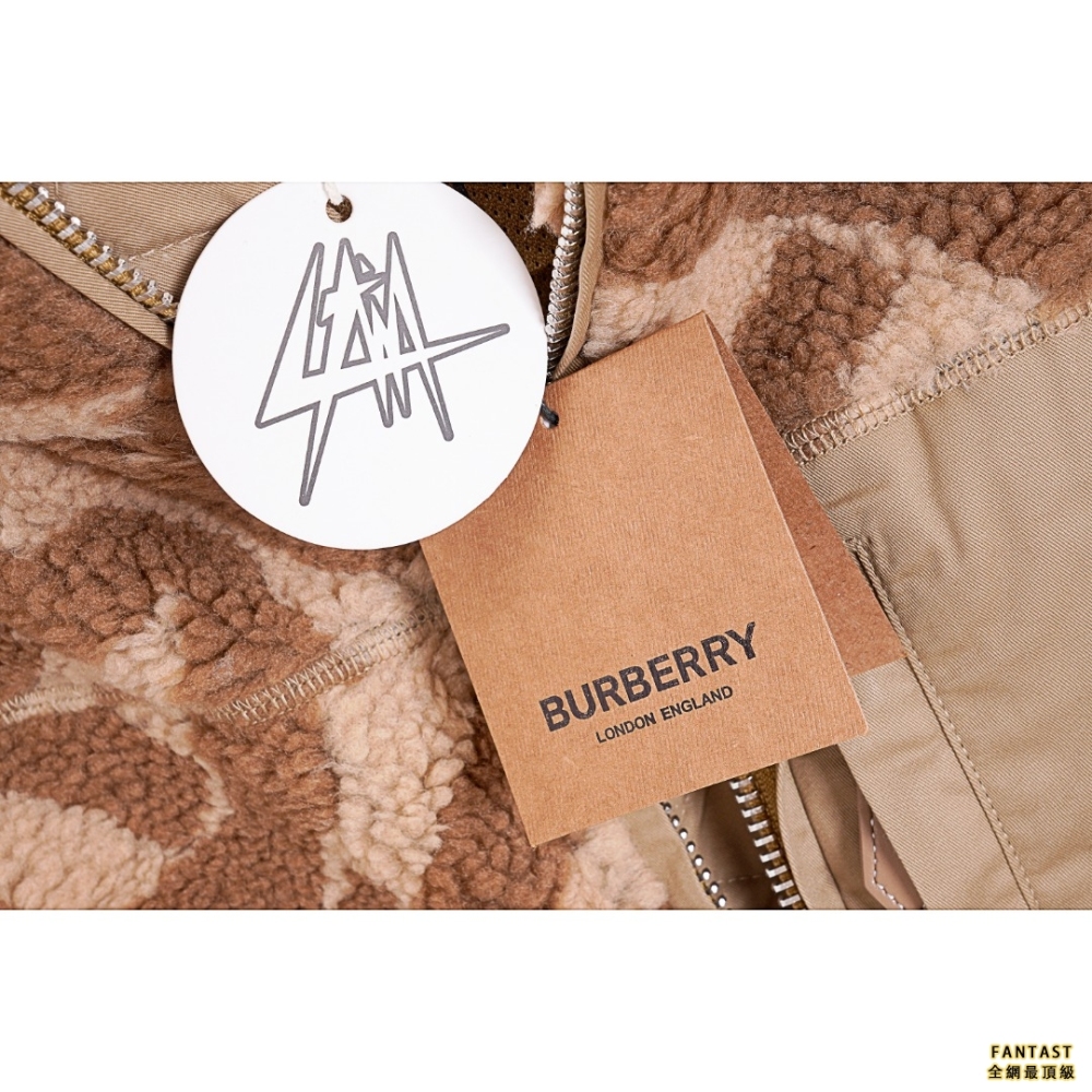 Burberry/巴寶莉 22FW BT印花泰迪連帽羊羔毛外套